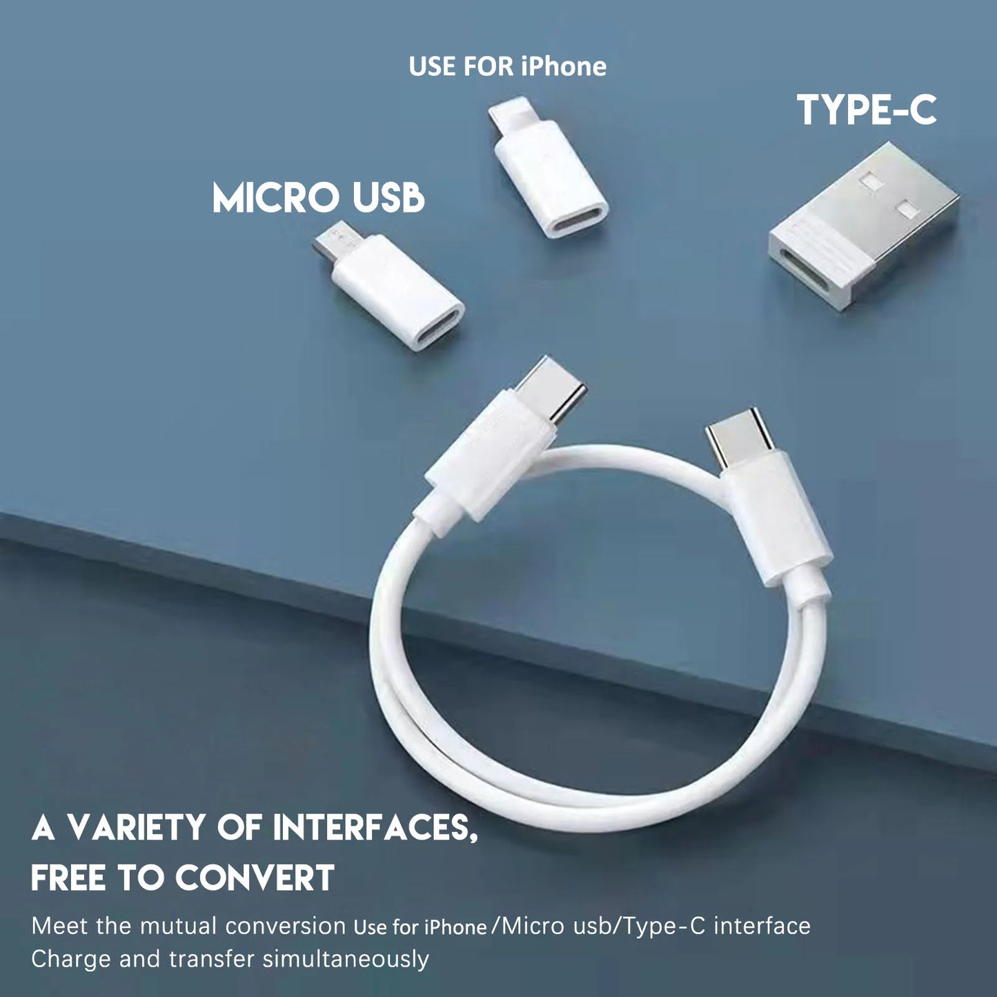 6-i-1 Multifunksjon Ladekabel USB-C - 60W Hurtiglading